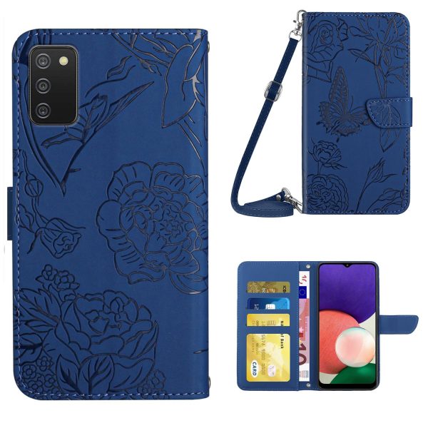 Cell Phone Cover for Samsung Galaxy A02s (164.2x75.9x9.1mm), Skin-touch PU Leather Pattern Imprinting Design Hands-free Stand Wallet Phone Case with Shoulder Strap Discount