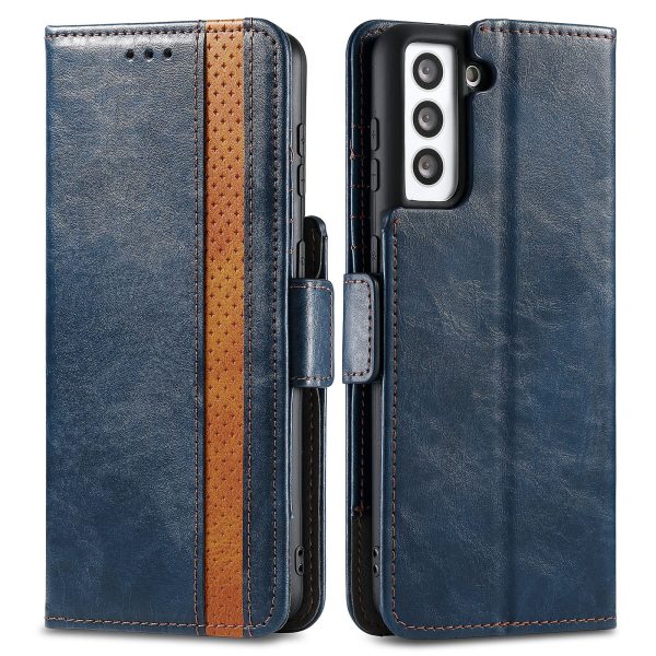 CASENEO 002 Series For Samsung Galaxy S21+ 5G Splicing PU Leather Case Business Style Fall Proof Flip Folio Wallet Cover with Stand Supply