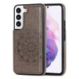 Card Holder Scratch-resistant PU Leather Coated TPU Phone Case Imprinted Mandala Flower Kickstand Phone Cover for Samsung Galaxy S22 Ultra 5G on Sale