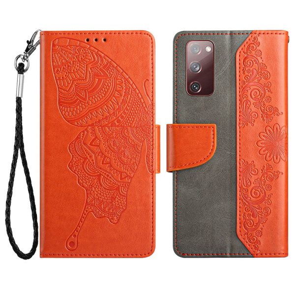 Wallet Stand Phone Case for Samsung Galaxy S20 FE 2022 S20 FE 4G FE 5G S20 Lite Scratch Resistant PU Leather Cover Butterfly Flower Imprinted Phone Protector Fashion