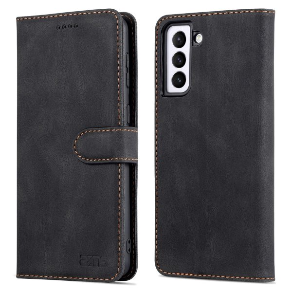 AZNS Stand Wallet PU Leather Cover + TPU Folio Flip Protective Phone Case Cover for Samsung Galaxy S22 5G Sale