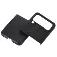 Anti-fall Textured PU Leather Coated Hard Case for Samsung Galaxy Z Flip4 5G Anti-Scratch Phone Back Cover For Sale