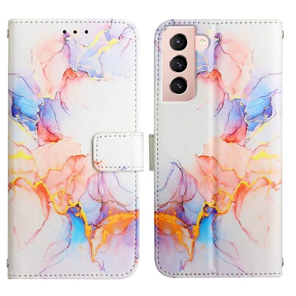 YB Pattern Printing Leather Series-5 for Samsung Galaxy S21 4G 5G, Marble Pattern Leather Shell Folio Flip Wallet Horizontal Stand Case with Lanyard Supply