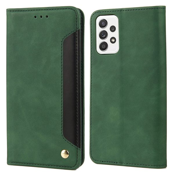 Anti-fingerprint Phone Stand Cover Shockproof Wallet Phone Case Splicing Leather Shell for Samsung Galaxy A33 For Sale