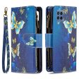 BF03 Zippered Wallet Design Anti-Scratch Pattern Printing Leather Stand Phone Cover with Wrist Strap for Samsung Galaxy M32 (Global Version) For Cheap