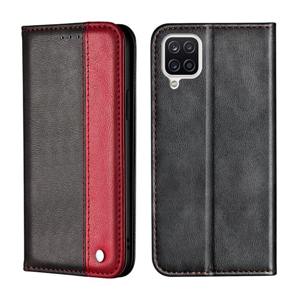 Color Splicing Business Style Card Holder Leather Protector for Samsung Galaxy A12 Stand Case For Sale