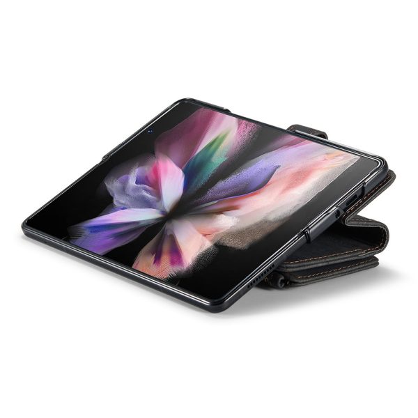 CASEME C30 Series for Samsung Galaxy Z Fold3 5G Zipper Pocket Wallet Bump Proof PU Leather Multiple Card Slots Stand Phone Cover on Sale