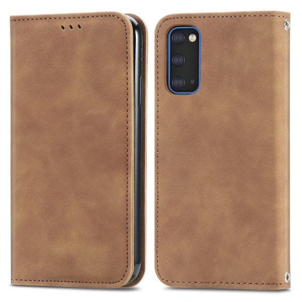 Auto-absorbed Vintage PU Leather Phone Cover Casing for Samsung Galaxy S20 4G S20 5G Cheap