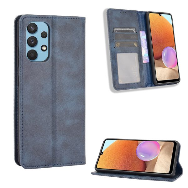 Auto-Absorbed Magnetic Vintage Style Wallet Stand Phone Case Cover for Samsung Galaxy A32 4G Fashion