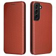 Carbon Fiber Texture Auto-absorbed Magnetic Closure Leather Stand Phone Case with Card Slot for Samsung Galaxy S22 5G Online now