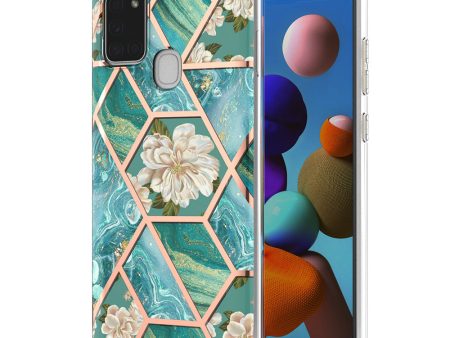 2.0mm IMD IML Electroplating Marble Flower Phone TPU Case for Samsung Galaxy A21s Fashion