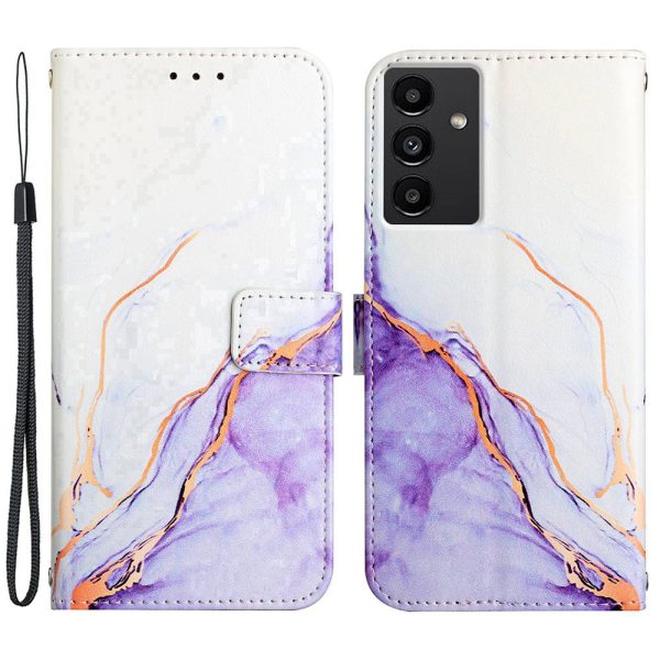 YB Pattern Printing Series-5 for Samsung Galaxy A13 5G   A04s 4G (164.7 x 76.7 x 9.1 mm) Printed Marble Pattern PU Leather Folio Flip Stand Case Wallet Style Magnetic Clasp Shockproof Cover with Strap Online