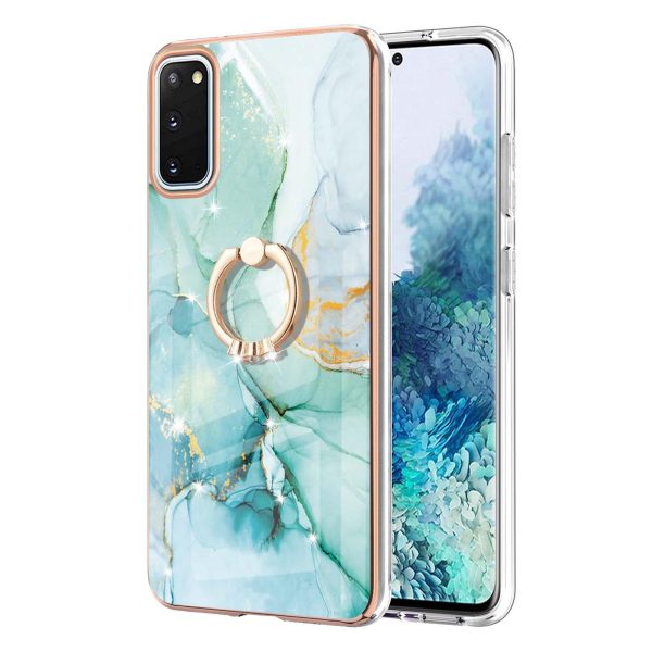 Anti-Drop Flexible TPU Cover Electroplating Frame IMD Marble Pattern IML Phone Case with Rotary Ring Kickstand for Samsung Galaxy S20 4G S20 5G For Discount