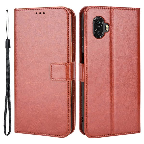 Crazy Horse Texture Case for Samsung Galaxy Xcover6 Pro 5G, Adjustable Stand PU Leather Phone Cover with Wallet Online now