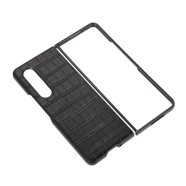 Crocodile Skin Genuine Leather + PC Hybrid Phone Back Case for Samsung Galaxy Z Fold3 5G Cheap