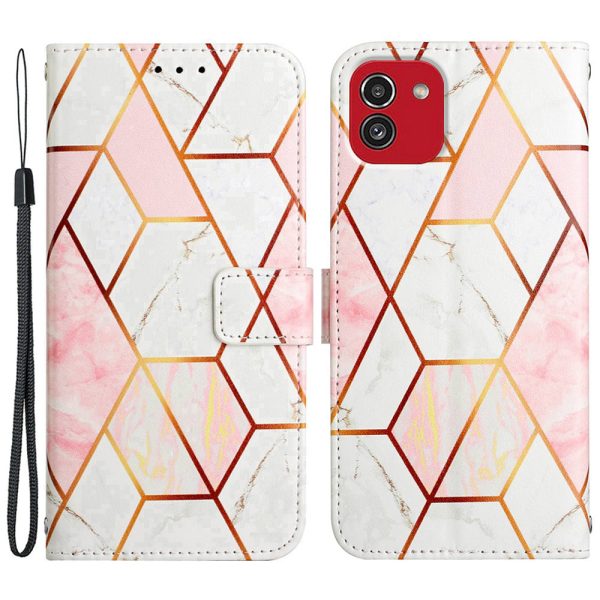 YB Pattern Printing Series-5 for Samsung Galaxy A03 (166.5 x 75.98 x 9.14mm) Marble Pattern PU Leather Stand Flip Cover Inner TPU Wallet Protective Cover with Strap Discount