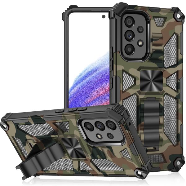 Camouflage Pattern Phone Protective Shell for Samsung Galaxy A33 5G, Magnet Sheet Design Phone Case with Kickstand Cheap