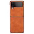 Anti-fall Textured PU Leather Coated Hard Case for Samsung Galaxy Z Flip4 5G Anti-Scratch Phone Back Cover For Sale