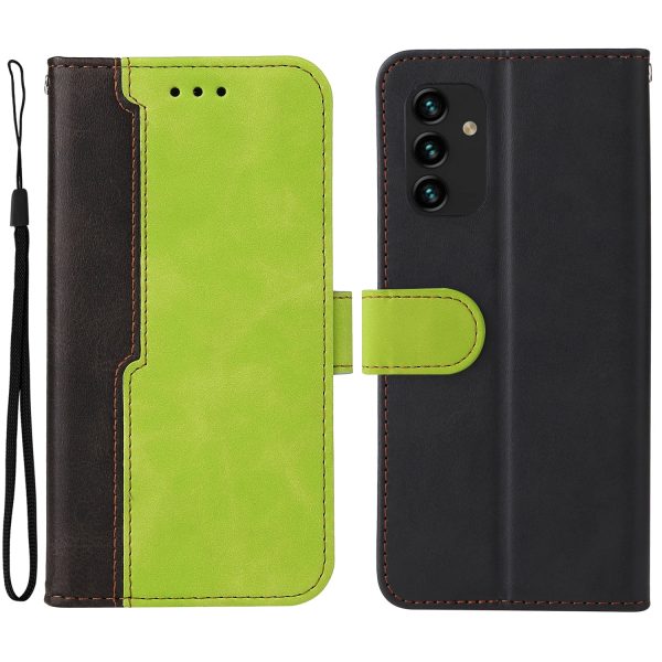 Business Style Color Splicing Phone Case PU Leather + TPU Wallet Cover with Foldable Stand for Samsung Galaxy A13 4G Fashion