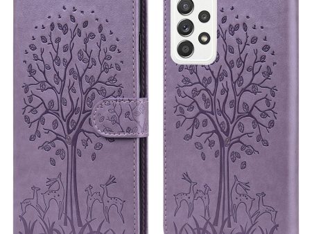 Deer Tree Pattern Imprint PU Leather Wallet Stand Phone Protective Case Cover for Samsung Galaxy A33 5G Online