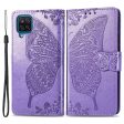 Big Butterfly Imprinting Leather Phone Shell for Samsung Galaxy M33 5G (Global Version), Full Coverage PU Leather Case with Stand Wallet + Handy Strap on Sale