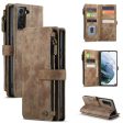 CASEME C30 Series for Samsung Galaxy S22+ 5G Multiple Card Slots Zipper Pocket PU Leather Wallet Stand Phone Case Hot on Sale