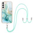 YB IMD Series-9 Soft TPU Phone Case for Samsung Galaxy S22 5G, Marble Pattern IMD Electroplating Ultra-thin Cover with Lanyard Hot on Sale