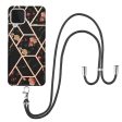 Anti-Scratch IMD IML Marble Flower Pattern Soft TPU Phone Case with Lanyard for Samsung Galaxy A22 4G (EU Version) Supply