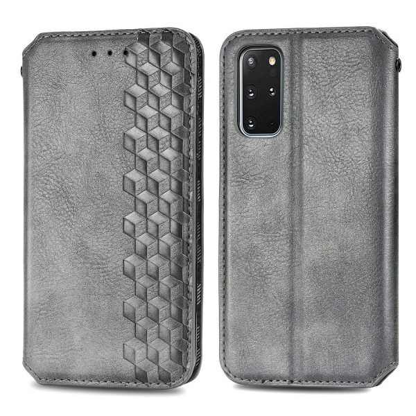 Auto-Absorbed PU Leather Case for Samsung Galaxy S20 Plus S20 Plus 5G, Rhombus Imprinting Wallet Stand Design Phone Accessory on Sale