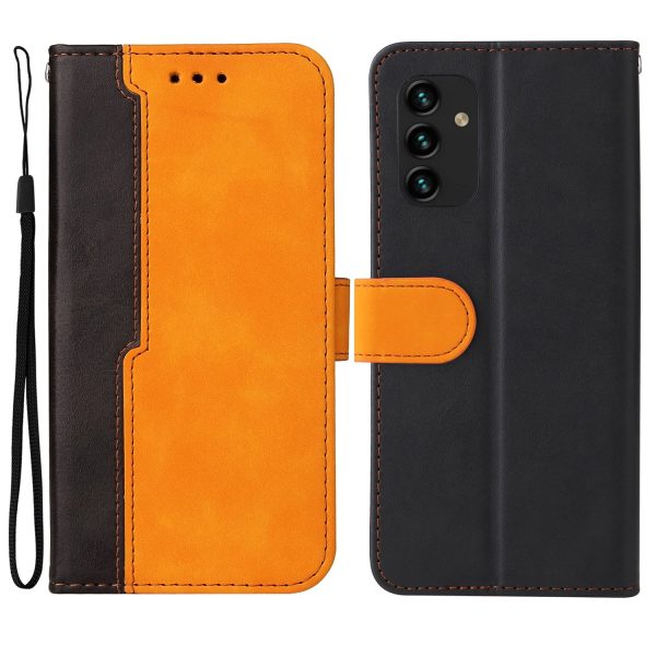 Business Style Color Splicing Phone Case PU Leather + TPU Wallet Cover with Foldable Stand for Samsung Galaxy A13 4G Fashion