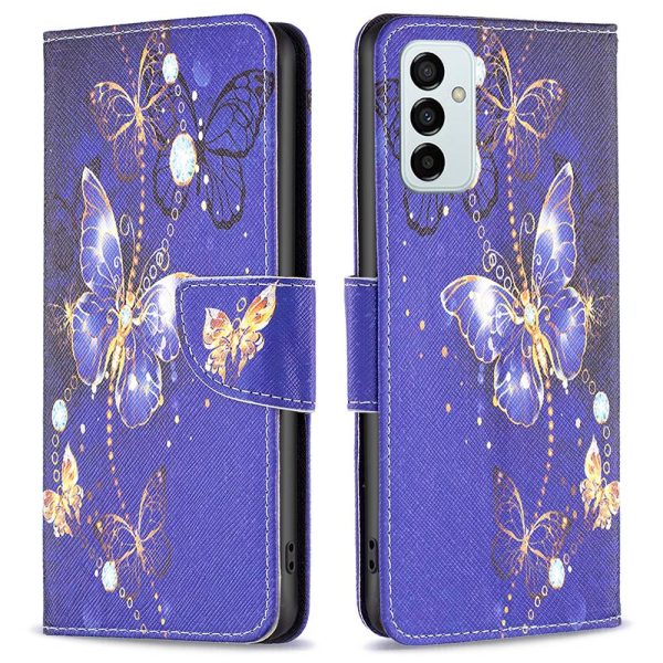 BF Pattern Printing Leather Series-2 for Samsung Galaxy M23 F23 5G, Foldable Stand Wallet Design PU Leather Phone Case Pattern Printing Protective Shell Online