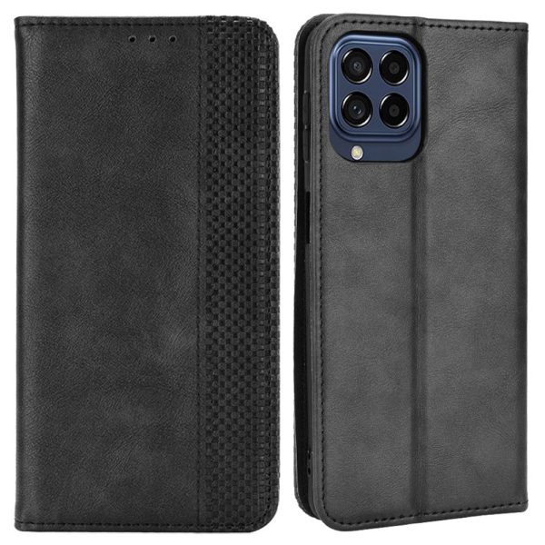 Auto-Absorbed Phone Cover for Samsung Galaxy M53 5G, Retro Surface Anti-Fall Wallet Stand Leather Mobile Phone Accessory Supply