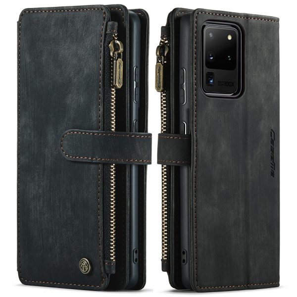 CASEME C30 Series For Samsung Galaxy S20 Ultra Scratch Resistant Supporting Stand Design Zipper Pocket Shockproof PU Leather TPU Wallet Cover Flip Case Phone Case Online Hot Sale