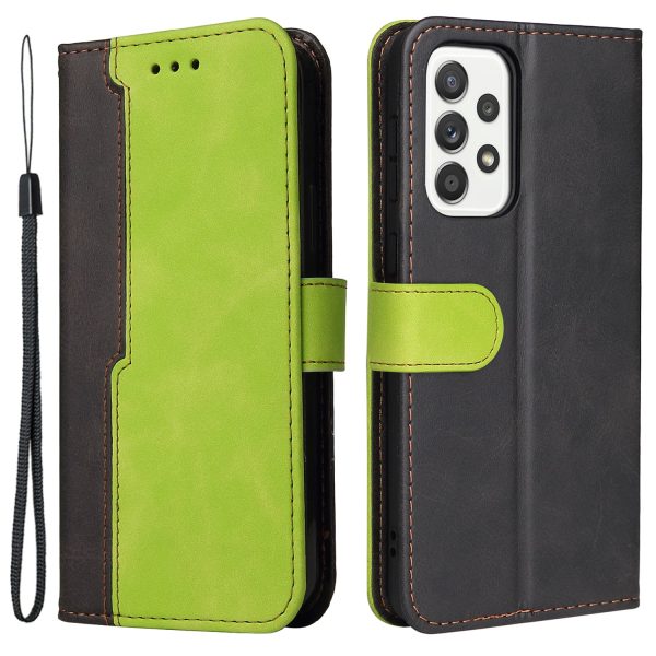 Color Splicing Stand Wallet Function PU Leather Case Phone Cover with Wrist Strap for Samsung Galaxy A53 5G For Cheap