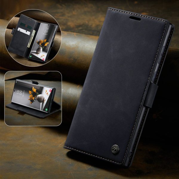 CASEME 013 Series for Samsung Galaxy S22 Ultra 5G Foldable Stand Wallet PU Leather + TPU Cover Auto-absorbed Magnetic Closing Phone Case For Discount