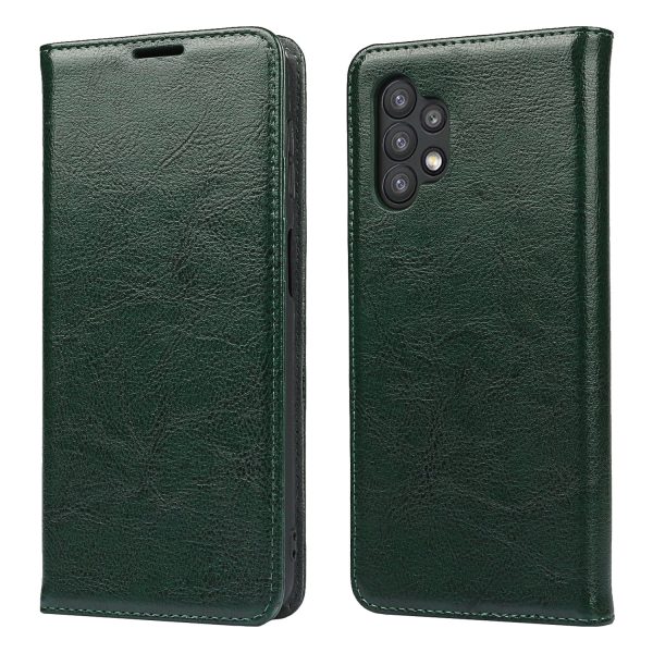 Crazy Horse Texture Genuine Leather Wallet Phone Stand Case Shell for Samsung Galaxy A32 5G M32 5G For Cheap