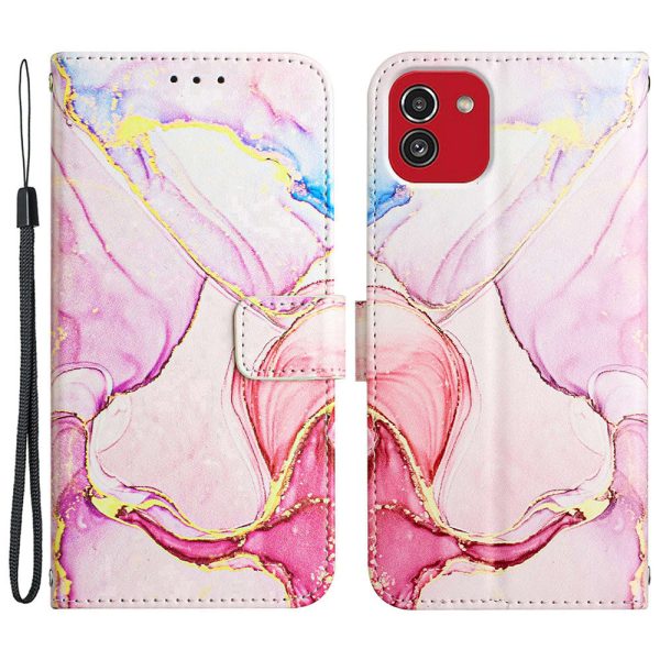 YB Pattern Printing Series-5 for Samsung Galaxy A03 (166.5 x 75.98 x 9.14mm) Marble Pattern PU Leather Stand Flip Cover Inner TPU Wallet Protective Cover with Strap Discount