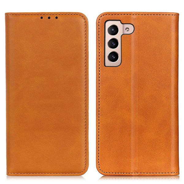 All-Inclusive Auto-absorbed Split Leather Phone Cover with Wallet and Stand for Samsung Galaxy S22 5G For Discount