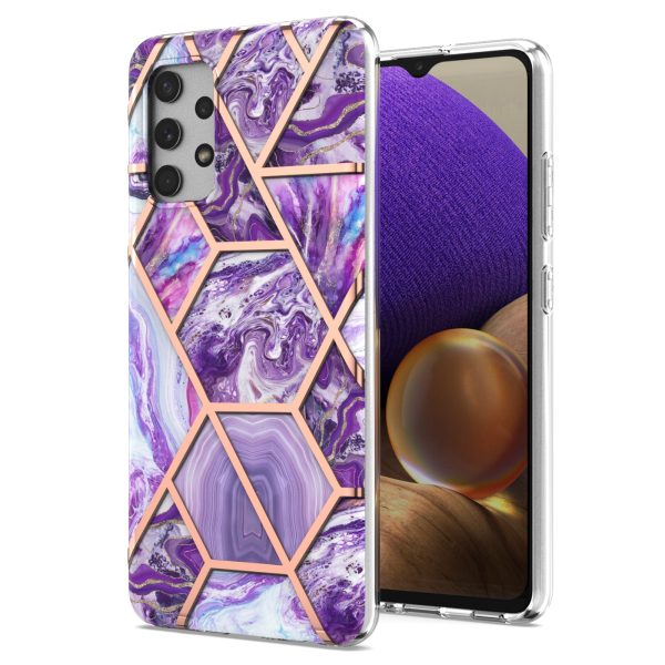 [Support Wireless Charging] Marble Pattern Printing IMD Electroplating Soft TPU Phone Case for Samsung Galaxy A32 4G (EU Version) For Discount