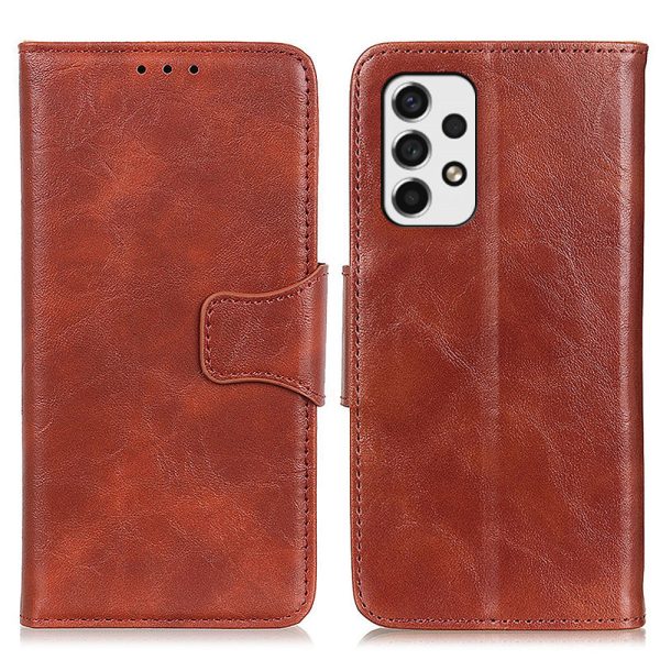 Crazy Horse Texture Split Leather Phone Cover Stand Shell with Wallet for Samsung Galaxy A53 5G Online Hot Sale