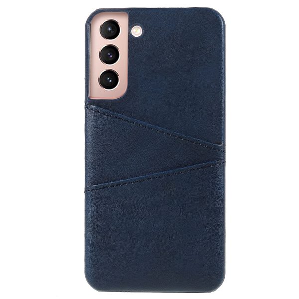 Anti-drop Phone Case PU Leather Coated PC Back Phone Cover with 2 Card Slots for Samsung Galaxy S22 5G Discount