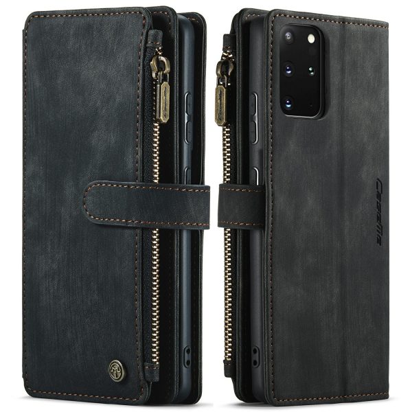 CASEME C30 Series Zipper Pocket Shockproof Built-in 10 Card Slots TPU PU Leather Wallet Phone Protective Case Phone Cover for Samsung Galaxy S20 Plus Fashion