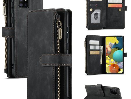 CASEME C30 Series for Samsung Galaxy A51 4G SM-A515 Foldable Stand Design PU Leather Phone Case Zipper Pocket Wallet Phone Cover For Sale