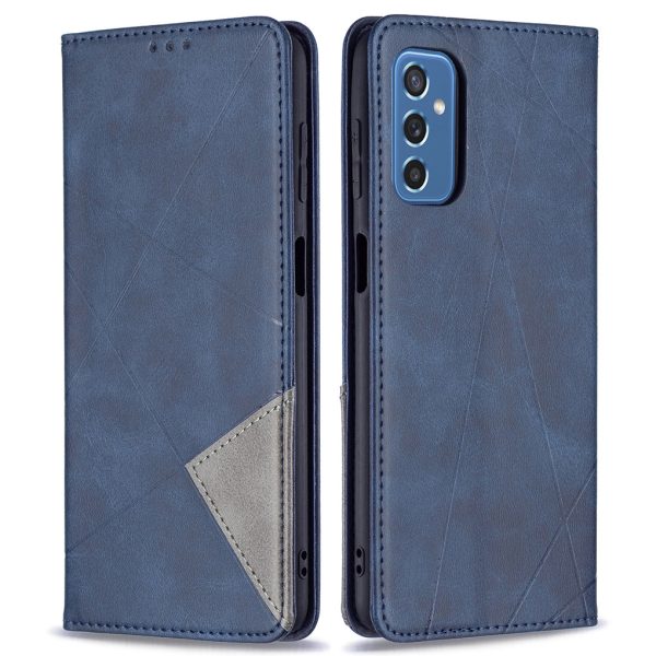 Card Slots Phone Cover Imprinting Rhombus-Like Pattern Design Leather Stand Phone Case Cover for Samsung Galaxy M52 5G Online Hot Sale