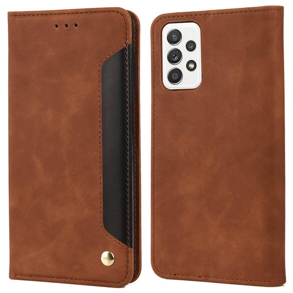 Anti-fingerprint Phone Stand Cover Shockproof Wallet Phone Case Splicing Leather Shell for Samsung Galaxy A33 For Sale