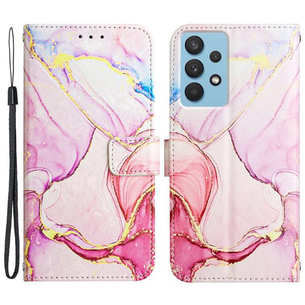 YB Pattern Printing Series-5 for Samsung Galaxy A13 4G Marble Pattern PU Leather Flip Protective Cover Magnetic Closure Wallet Soft TPU Stand Case with Strap For Sale