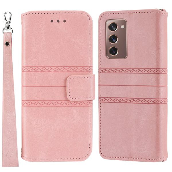 For Samsung Galaxy Z Fold2 5G Practical Wallet Card Slots Phone Flip Case Imprinted Pattern Anti-Scratch Stylish PU Leather+TPU Phone Cover with Stand Online Sale