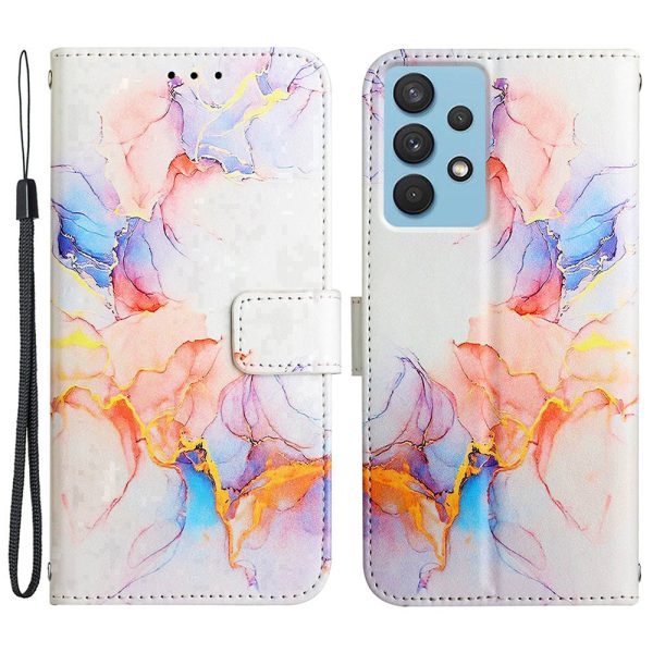 YB Pattern Printing Series-5 for Samsung Galaxy A13 4G Marble Pattern PU Leather Flip Protective Cover Magnetic Closure Wallet Soft TPU Stand Case with Strap For Sale