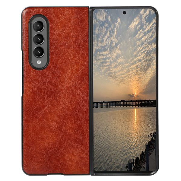 Crazy Horse Texture PU Leather Coated PC Cell Phone Case Protective Cover for Samsung Galaxy Z Fold3 5G Supply