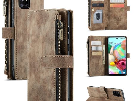 CASEME C30 Series for Samsung Galaxy A71 4G SM-A715 Stand Design Impact Resistant PU Leather Phone Case Zipper Pocket Wallet Phone Cover on Sale